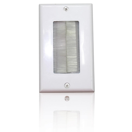 BULK CABLE WALL PLATE, BRUSH STYLE, WHITE (1 PC)