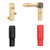 RIGHT ANGLE BANANA PLUGS, GOLD PLATED, 1 RED & 1 BLACK (1 PAIR)