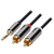 3.5MM STEREO MALE TO 2 RCA MALE AUDIO CABLE, GOLD PLATED, 3FT
