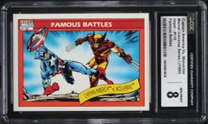 1990 Impel Marvel Universe Famous Battles Captain America Vs. Wolverine CGC 8 1990 Impel Marvel Universe Famous Battles Captain America Vs. Wolverine CGC 8