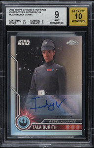 2023 Topps Chrome Star Wars Indira Varma As Tala Durith AUTO #14 BGS 9 MINT 2023 Topps Chrome Star Wars Indira Varma As Tala Durith AUTO #14 BGS 9 MINT