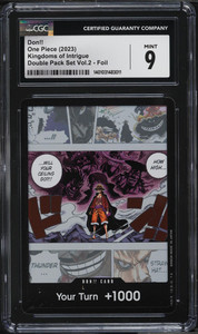 2023 One Piece Kingdoms Of Intrigue Double Pack Set Vol. 2 Foil Don!! CGC 9 MINT 2023 One Piece Kingdoms Of Intrigue Double Pack Set Vol. 2 Foil Don!! CGC 9 MINT