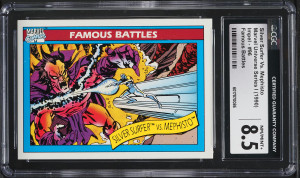 1990 Impel Marvel Universe Famous Battles Silver Surfer Vs. Mephisto #96 CGC 8.5 1990 Impel Marvel Universe Famous Battles Silver Surfer Vs. Mephisto #96 CGC 8.5