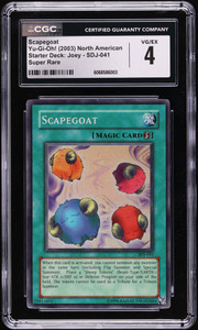 Scapegoat Yu-Gi-Oh! (2003) North American Starter Deck: Joey - SDJ-041 Super Rare CGC 4 VG/EX Scapegoat Yu-Gi-Oh! (2003) North American Starter Deck: Joey - SDJ-041 Super Rare CGC 4 VG/EX