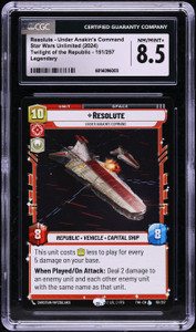 Resolute - Under Anakin's Command Star Wars Unlimited (2024) Twilight of the Republic - 151/257 Legendary CGC 8.5 NM/Mint+ Resolute - Under Anakin's Command Star Wars Unlimited (2024) Twilight of the Republic - 151/257 Legendary CGC 8.5 NM/Mint+