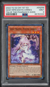 2022 Yu-Gi-Oh! 1st ED. Ghost Reaper & Winter Cherries Tin of The Pharaoh's Gods #EN256 PSA 9 MINT 2022 Yu-Gi-Oh! 1st ED. Ghost Reaper & Winter Cherries Tin of The Pharaoh's Gods #EN256 PSA 9 MINT