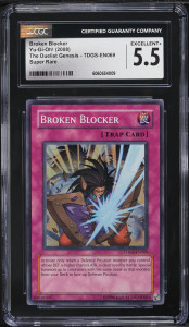 Broken Blocker Yu-Gi-Oh! (2008) The Duelist Genesis - TDGS-EN069 Super Rare CGC 5.5 Excellent+ Broken Blocker Yu-Gi-Oh! (2008) The Duelist Genesis - TDGS-EN069 Super Rare CGC 5.5 Excellent+