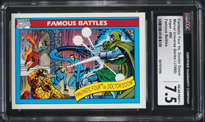 Fantastic Four Vs. Doctor Doom Marvel Universe Series 1 (1990) Impel - #90 Famous Battles CGC 7.5 Near Mint+ Fantastic Four Vs. Doctor Doom Marvel Universe Series 1 (1990) Impel - #90 Famous Battles CGC 7.5 Near Mint+