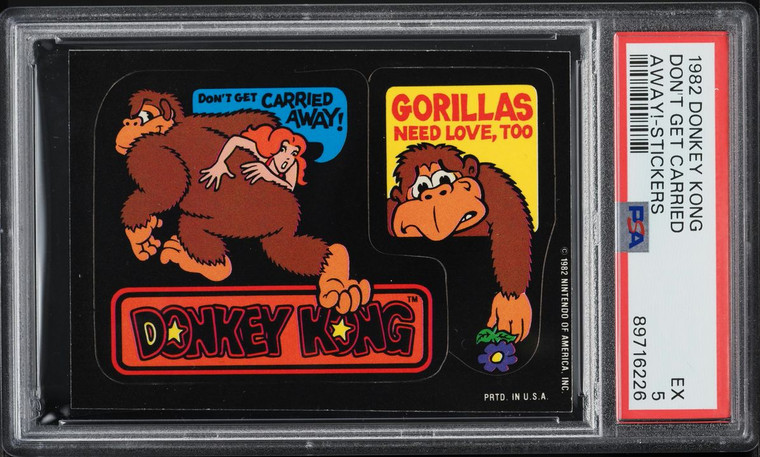 1982 Donkey Kong Stickers Don't Get Carried Away! PSA 5 EX