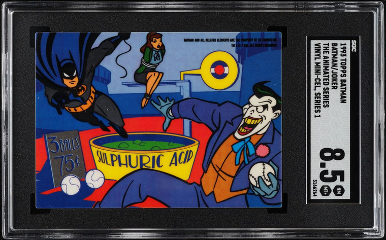 1993 Topps Batman The Animated Series Vinyl Mini-Cel 1 Batman Joker SGC 8.5