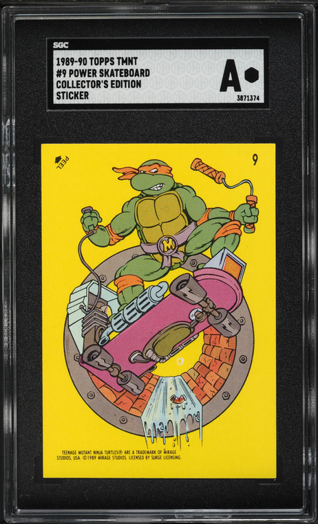 1989 Topps TMNT Collector's Edition Sticker Power Skateboard #9 SGC AUTH