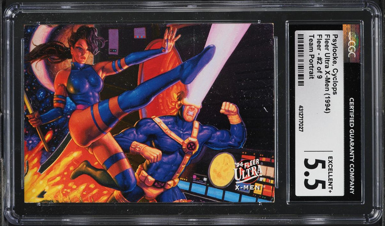 1994 Fleer Ultra X-Men Team Portrait Psylocke & Cyclops #2 CGC 5.5 EX+