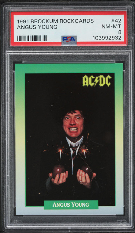 1991 Brockum Rock Cards Angus Young #42 PSA 8 NM-MT