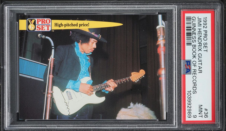 1992 Pro Set Guinness Book Of Records Jimi Hendrix Guitar #36 PSA 9 MINT