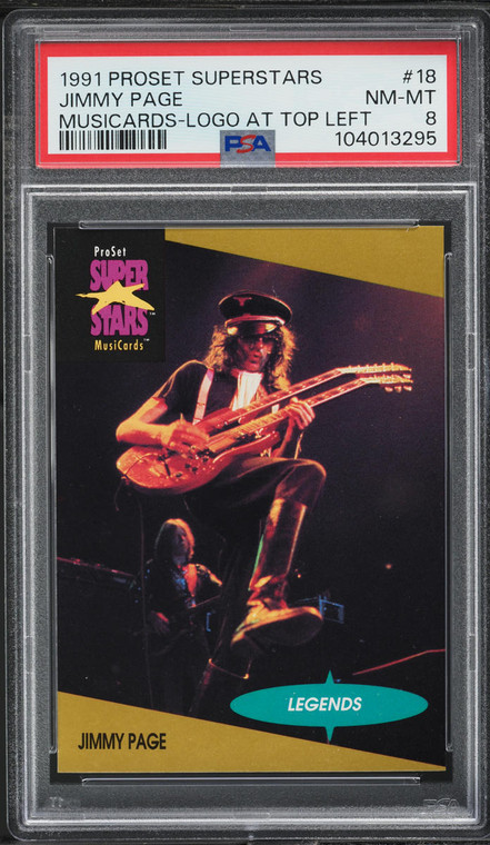 1991 Proset Superstars Musicards Logo At Top Left Jimmy Page #18 PSA 8 NM-MT