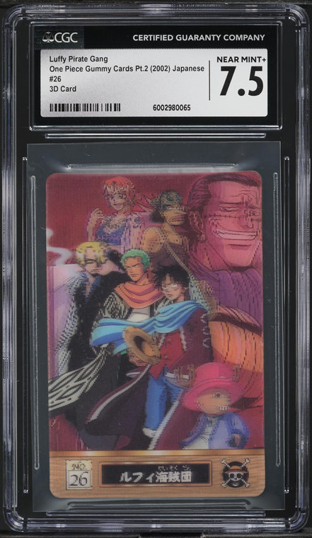 2002 One Piece Japanese Gummy Cards Part 2 3D Luffy Pirate Gang #26 CGC 7.5