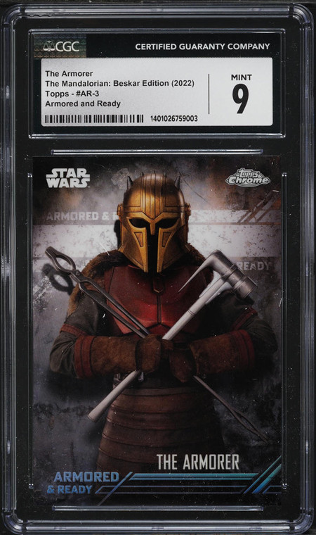 2022 Topps Chrome Star Wars Mandalorian Beskar Armored & Ready The Armorer CGC 9
