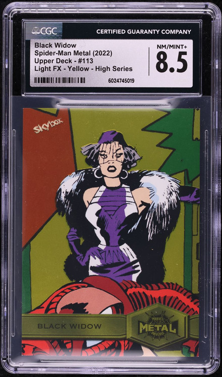 2022 Marvel Spider-Man Metal Light FX Yellow High Series Black Widow CGC 8.5