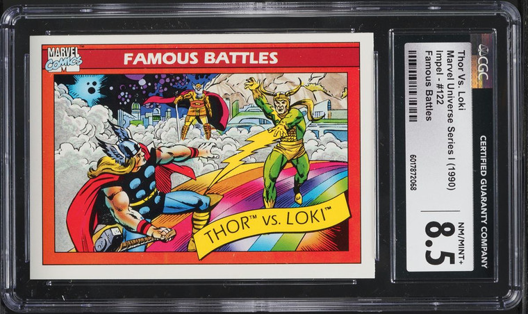 1990 Impel Marvel Universe Series I Famous Battles Thor Vs. Loki #122 CGC 8.5