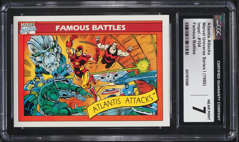 1990 Impel Marvel Universe Series I Famous Battles Atlantis Attacks #104 CGC 7