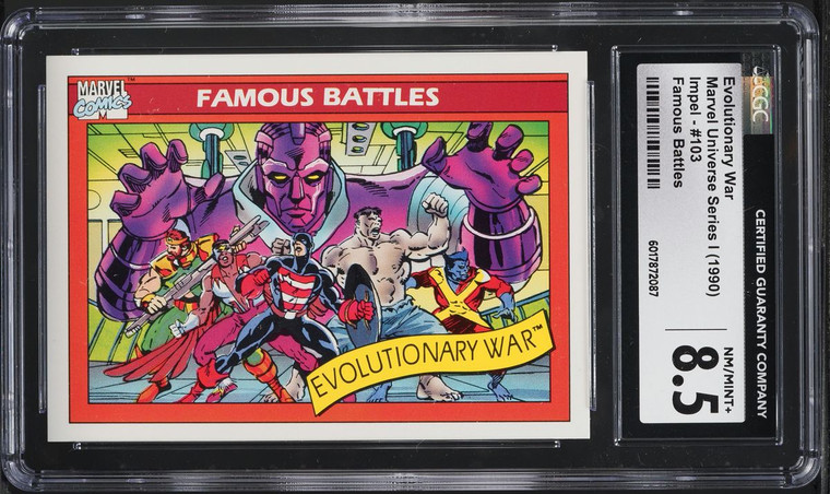 1990 Impel Marvel Universe Series I Famous Battles Evolutionary War #103 CGC 8.5