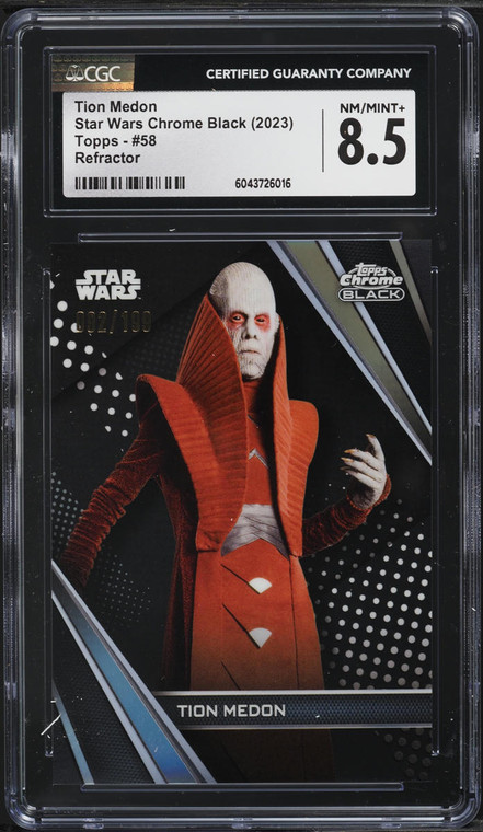 2023 Topps Chrome Star Wars Black Refractor Tion Medon /100 #58 CGC 8.5 NM-MT+