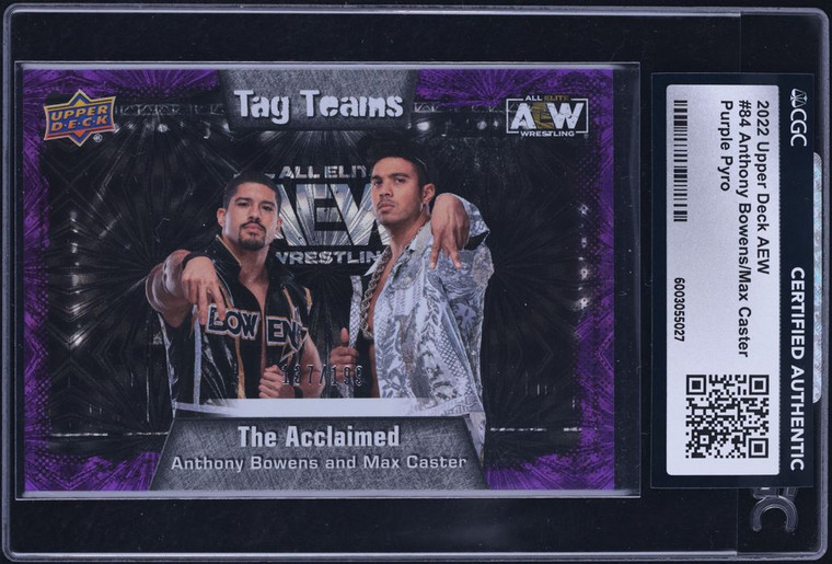 2022 Upper Deck AEW Purple Pyro Anthony Bowens Max Caster /199 #84 CGC AUTH