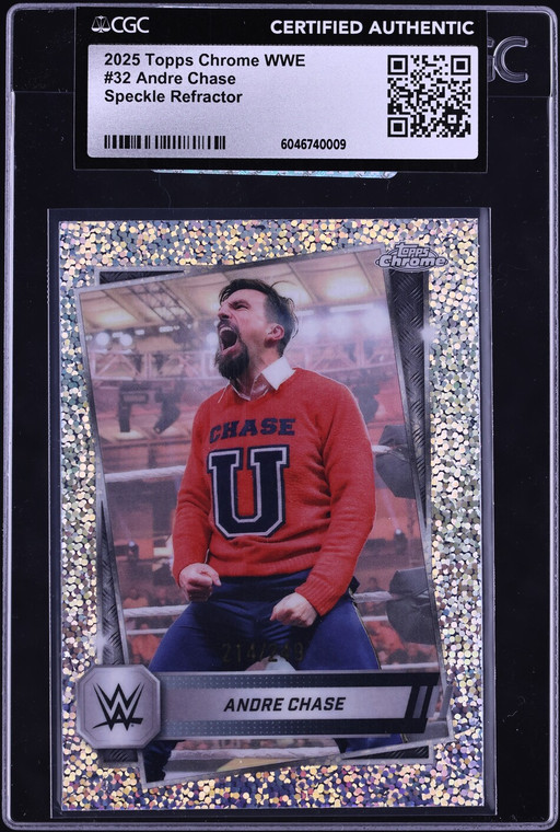2025 Topps Chrome WWE Speckle Refractor Andre Chase /249 #32 CGC AUTH