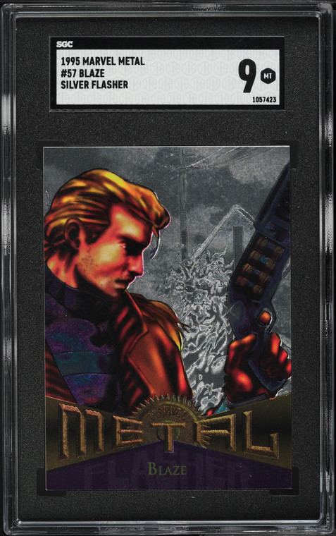 1995 Marvel Metal #57 Blaze Silver Flasher SGC 9 MT 1995 Marvel Metal #57 Blaze Silver Flasher SGC 9 MT