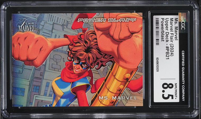 Ms Marvel Marvel Flair (2024) Upper Deck - #PB21 Powerblast CGC 8.5 NM/Mint+ Ms Marvel Marvel Flair (2024) Upper Deck - #PB21 Powerblast CGC 8.5 NM/Mint+