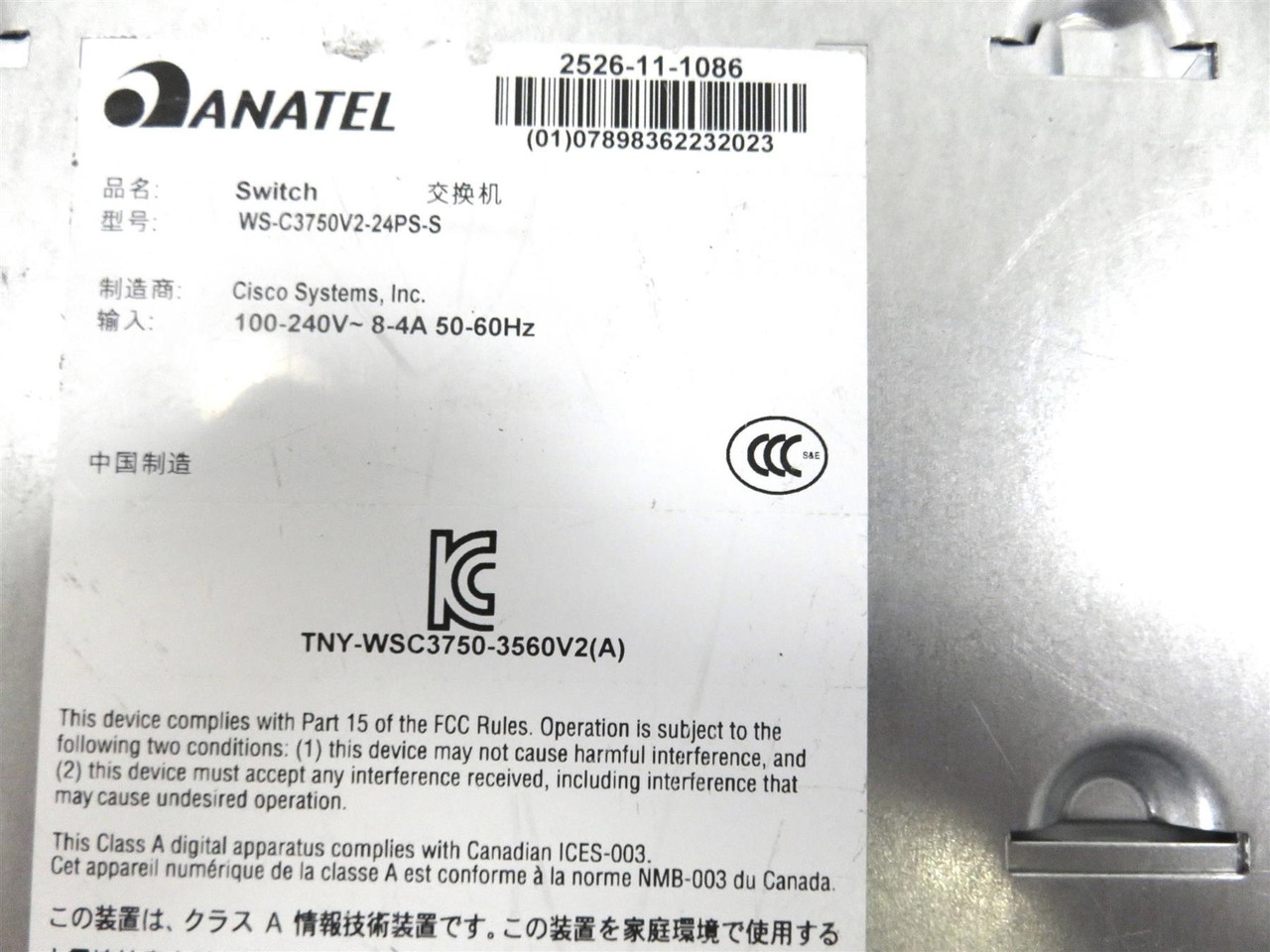Cisco (WS-C3750V2-24PS-S) 24-Port Catalyst 3750-E Series PoE-48 Switch- Free Shipping