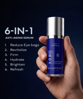 Skinprint 3-D Bio Peptide Serum is a 6-in-1 anti-aging serum for men formulated with peptides and hyaluronic acid to visibly refresh tired-looking skin. This Father's Day favorite helps reduce the appearance of eye bags while supporting firmer, brighter, and more hydrated-looking skin in a simple daily routine.