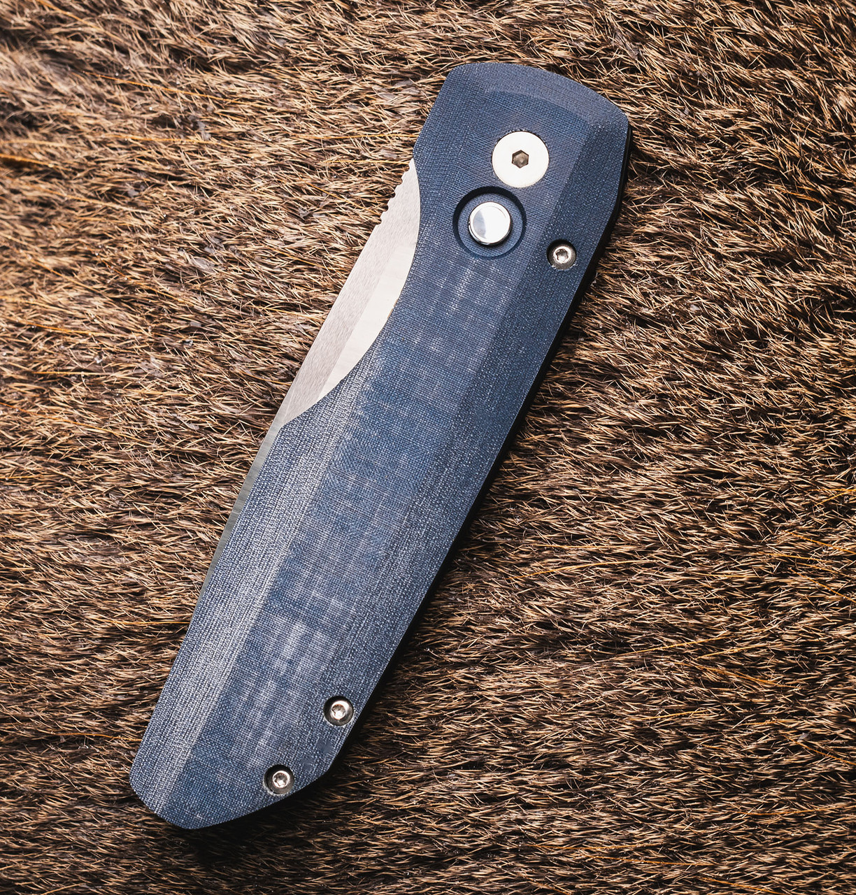 Synpase Auto Thickback Blue Linen Knife | Pro-Tech Knives