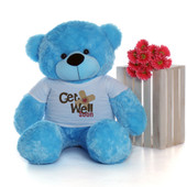 48 inch Adorable Sky Blue Teddy Bear Gift Wearing T-shirt From Giant Teddy Brand