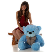 38in Happy Cuddles Blue Teddy Bear