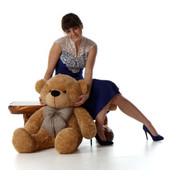 3ft Life Size Teddy Bear Shaggy Cuddles soft amber brown fur