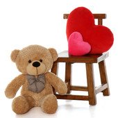 Oversized Amber Brown Teddy Bear Shaggy Cuddles 30in