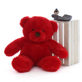 Riley Chubs is a plush red plush teddy bear that measures 30