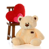 30 inch Vanilla Cream BooBoo Shags Big Teddy Bear in Sitting Position