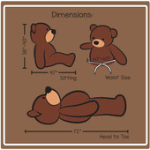 6ft  Teddy Bear Cuddles Family Dimension illustration