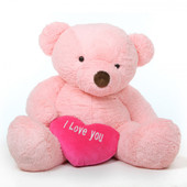 Life Size 5ft Pink Teddy Bear Gigi Chubs with I Love You Heart