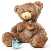 Cheaky Hugs Soft Mocha Brown Heart Teddy Bear 45in