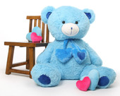 45in Blue Shorty Hugs Teddy Bear