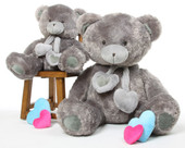 Angel Hugs Soft Plush Silver Grey Heart Teddy Bear 45in