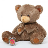 Cheeky Hugs Soft Mocha Brown Heart Teddy Bear 36in