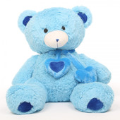 Shorty Hugs Cuddly Blue Heart Teddy Bear 36in