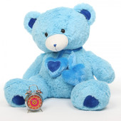 3ft Enormous Blue Shorty Hugs Teddy Bear