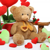 Cupid Hugs amber brown teddy bear 36in