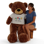 5ft Mocha Brown Cuddles Life Size Adorable Teddy Bear with Personalized T-shirt