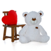 Huge 35 Inch Snow White Teddy Bear in Sitting Position